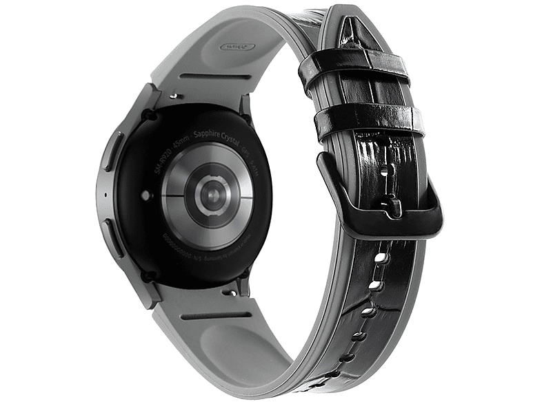 WIGENTO Amband aus 44 Ersatzarmband, 5 4 zweifarbig, 40 Schwarz Kunststoff / / Watch 6 mm / Silikon Watch Grau und Samsung, Galaxy 5 45mm, Pro 