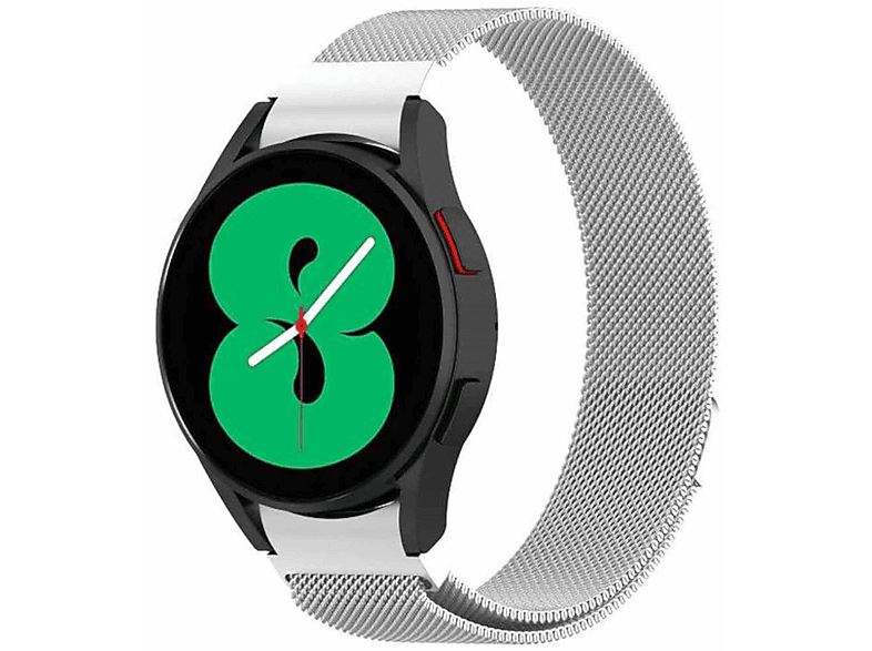 / Watch 6 WIGENTO / 42 Samsung, 5 44 4 Band, Sport 43 Pro Watch mm Design / Ersatzarmband, Silber Galaxy 46 6 5 Gewebter 45mm / Watch 4 / mm, 47 mm 40 Stoff Classic /
