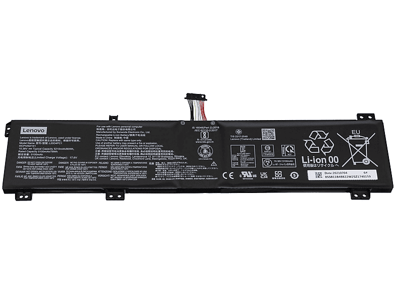 mAh Volt, 15.36 Li-Polymer LENOVO 5B11B48825 Original Akku, 5100