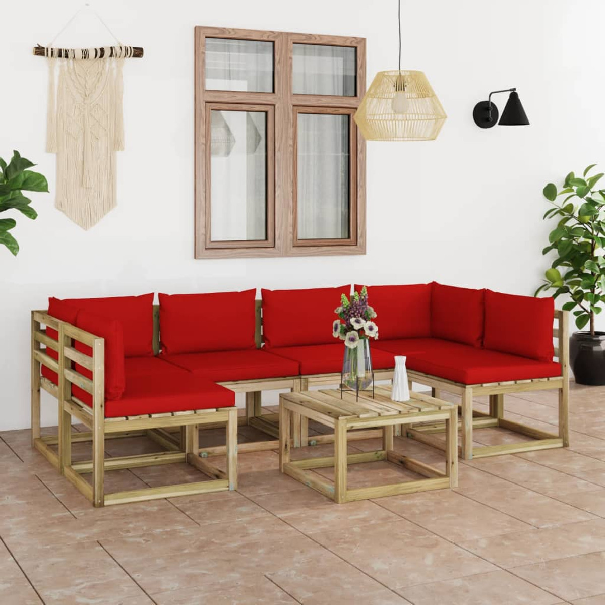Rot VIDAXL Stuhlset, 3065131 und Gartentisch-