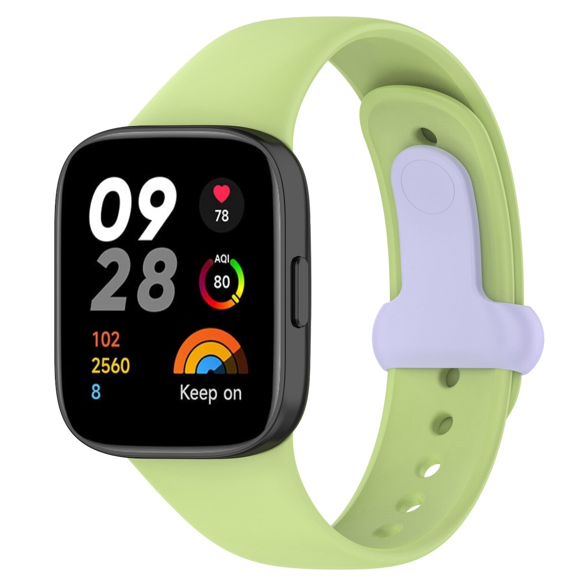 WIGENTO Silikon / Kunststoff Sport praktischem Design / Ersatzarmband, Redmi Lila Grün Band farbigem Watch 3, mit Verschluss, Xiaomi