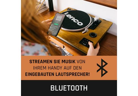 LENCO SATURN - LS-55WA und Bluetooth®,USB,MP3 | - Schallplattenspieler Plattenspieler Holz mit Lautsprecher