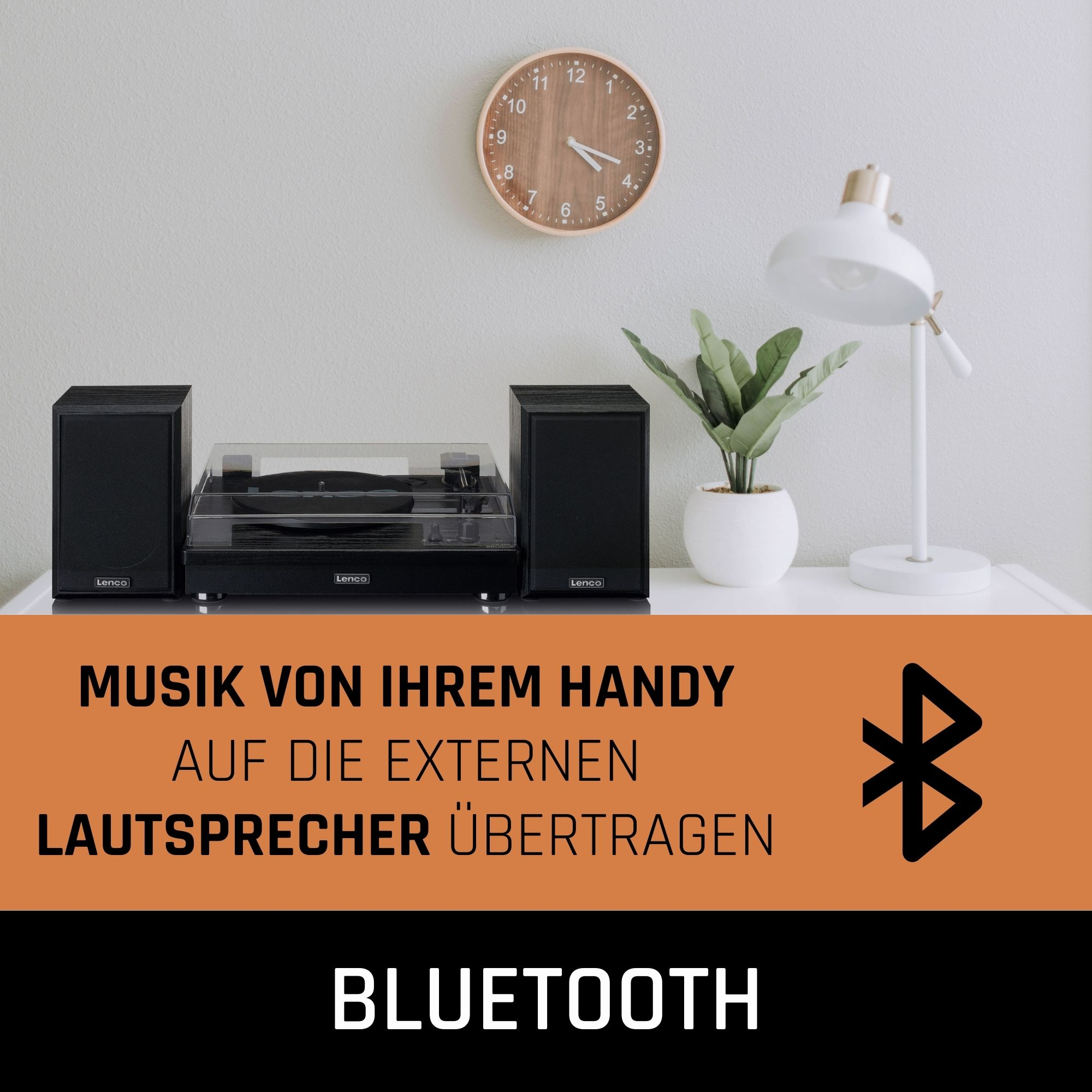 Plattenspieler Schwarz - Holz-Bluetooth LENCO LS-101BK -