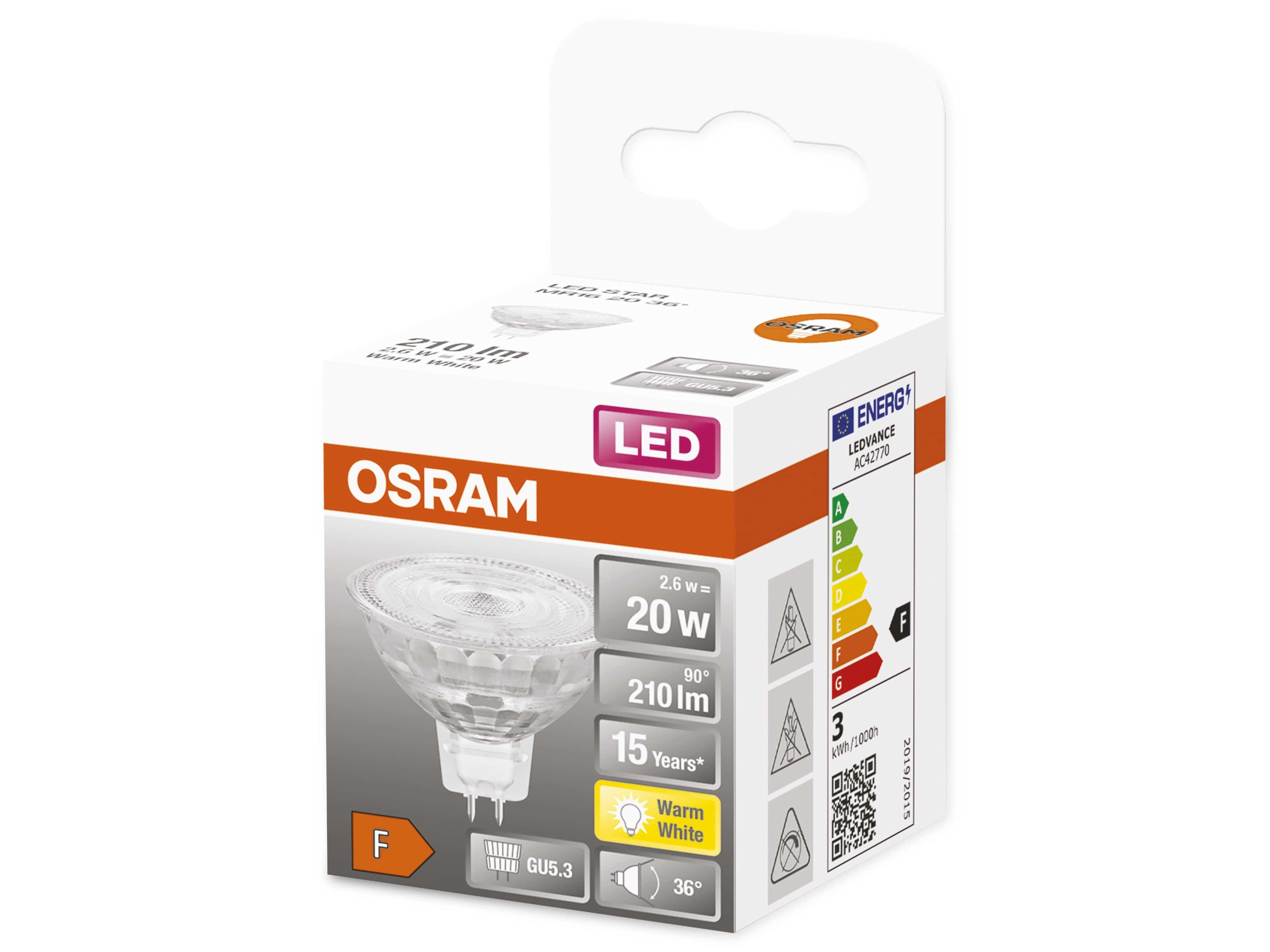 OSRAM  LED STAR MR16 12 Kaltweiß V LED Lampe