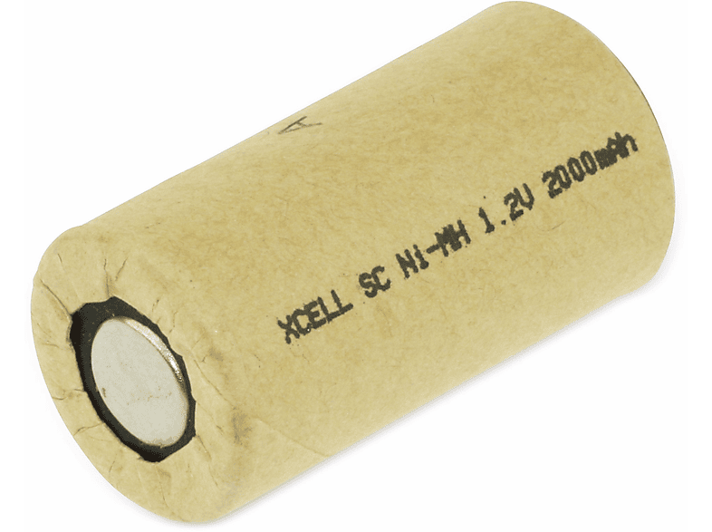 XCELL NiMH-Sub-C-Zelle-Akku Pappmantel, 1,2V-/2000mAh, 43x22,5 mm Nickel-Metallhydrid Akku