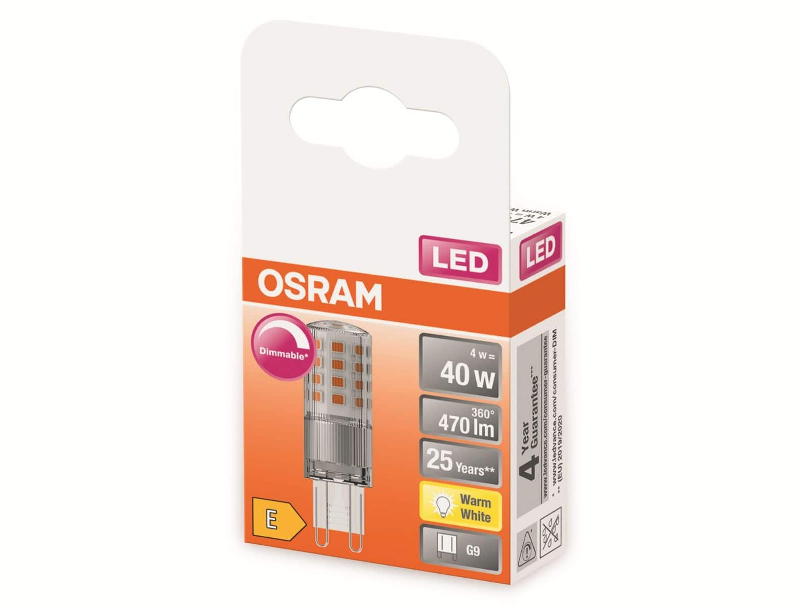 PIN Lumen OSRAM  470 DIM Warmweiß LED LED G9 Lampe