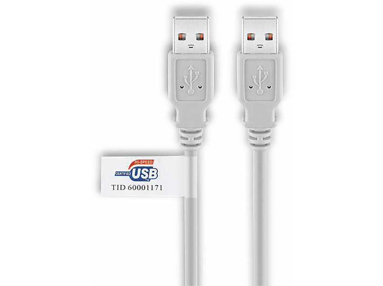 GOOBAY USB 2.0 Typ A/A Hi-Speed Anschlusskabel, 50796, 2 m, grau, Kabel, 2 m