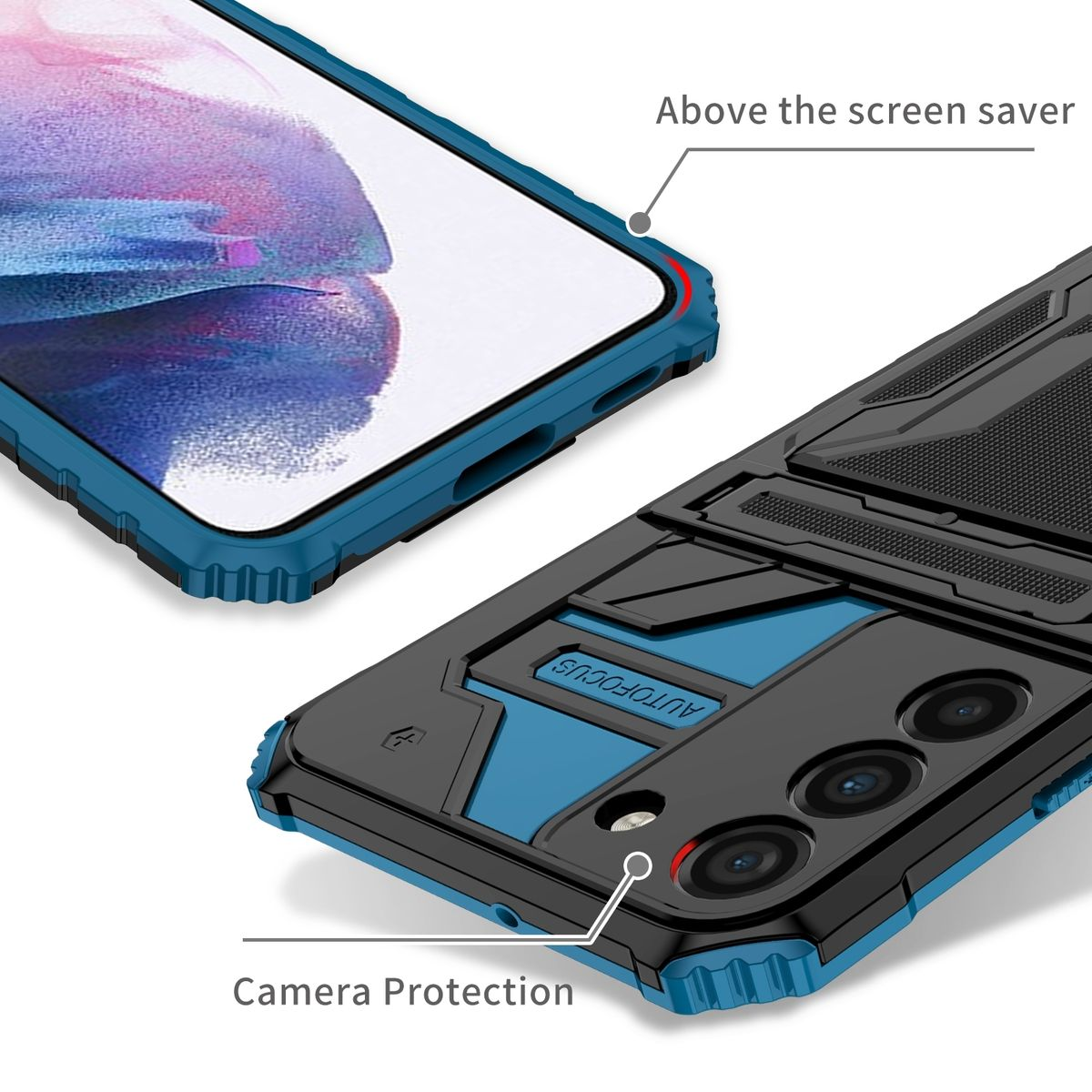 Shockproof Backcover, Hülle Galaxy Blau Samsung, Kartenfach, WIGENTO mit 5G, Armor A54