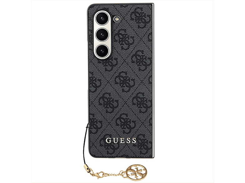 GUESS 4G Charms Collection Kunstleder Tasche Hülle, Backcover, Samsung, Galaxy Z Fold5, Grau