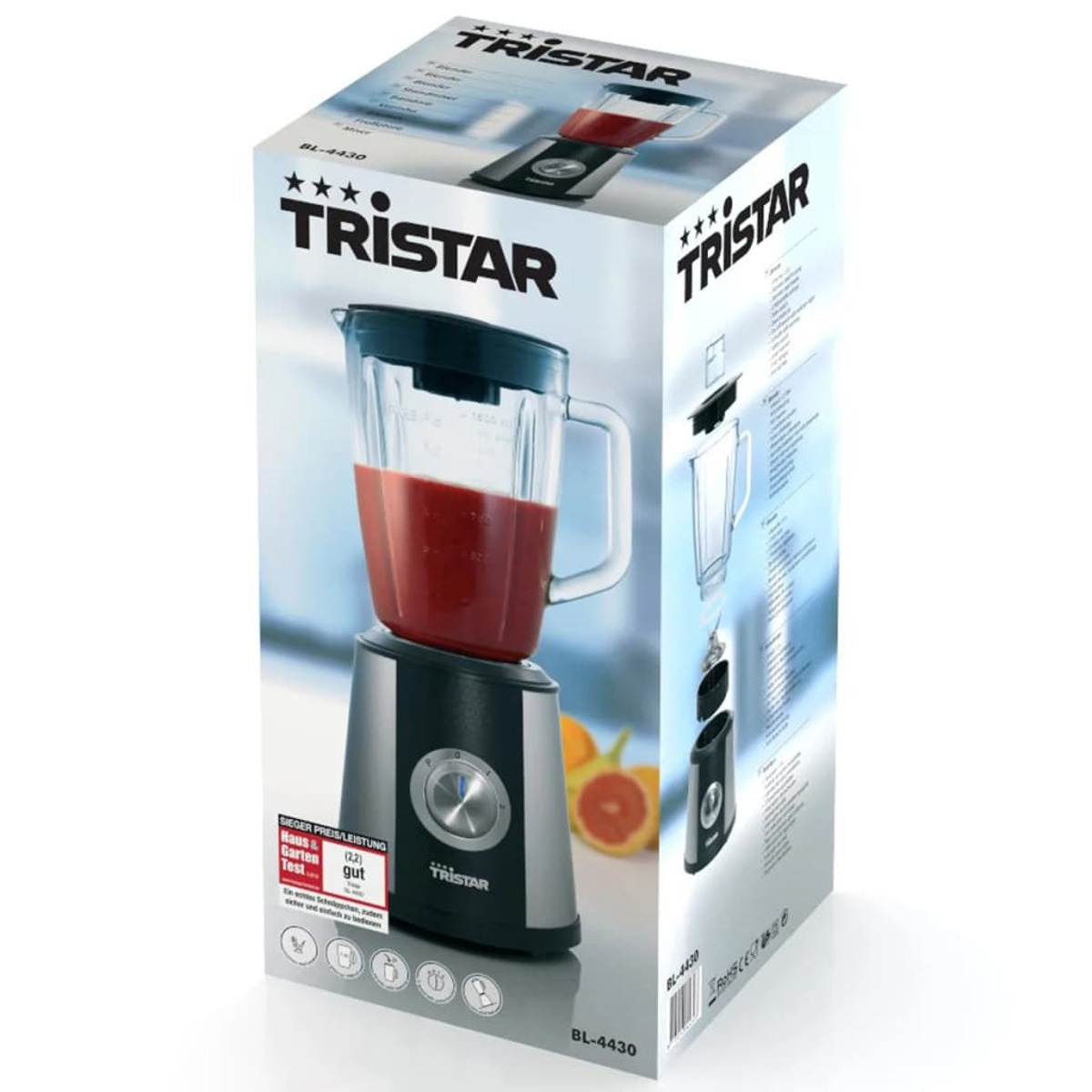TRISTAR 402268 Standmixer 1.5 (500 Silber Watt, Liter)