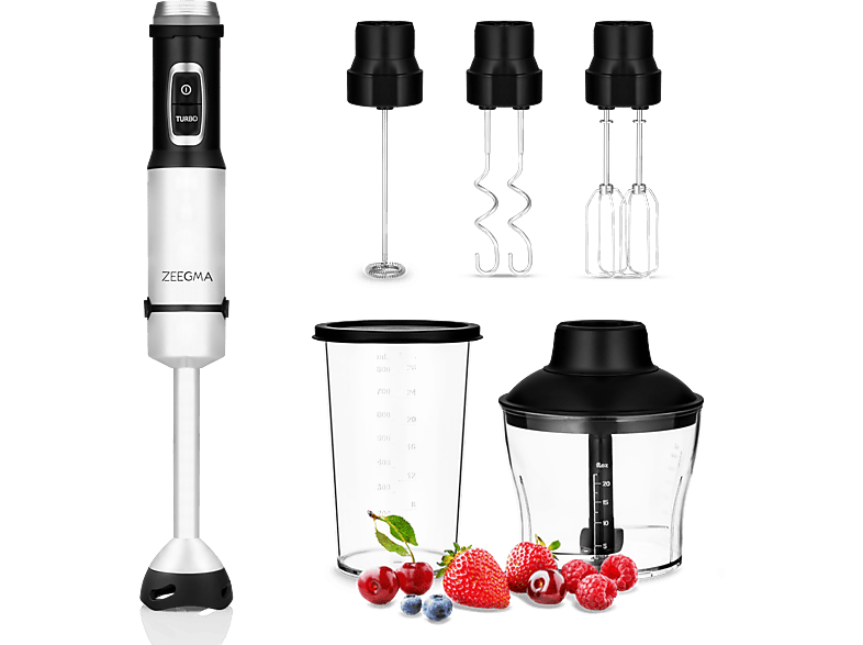 ZEEGMA Handy Chef Stabmixer Edelstahl/Schwarz (1500 Watt, 800 ml) | Handmixer