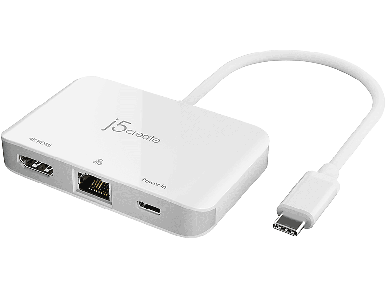USB-C-zu-4K-HDMI J5CREATE Weiß JCA351-N Ethernet-Adapter,