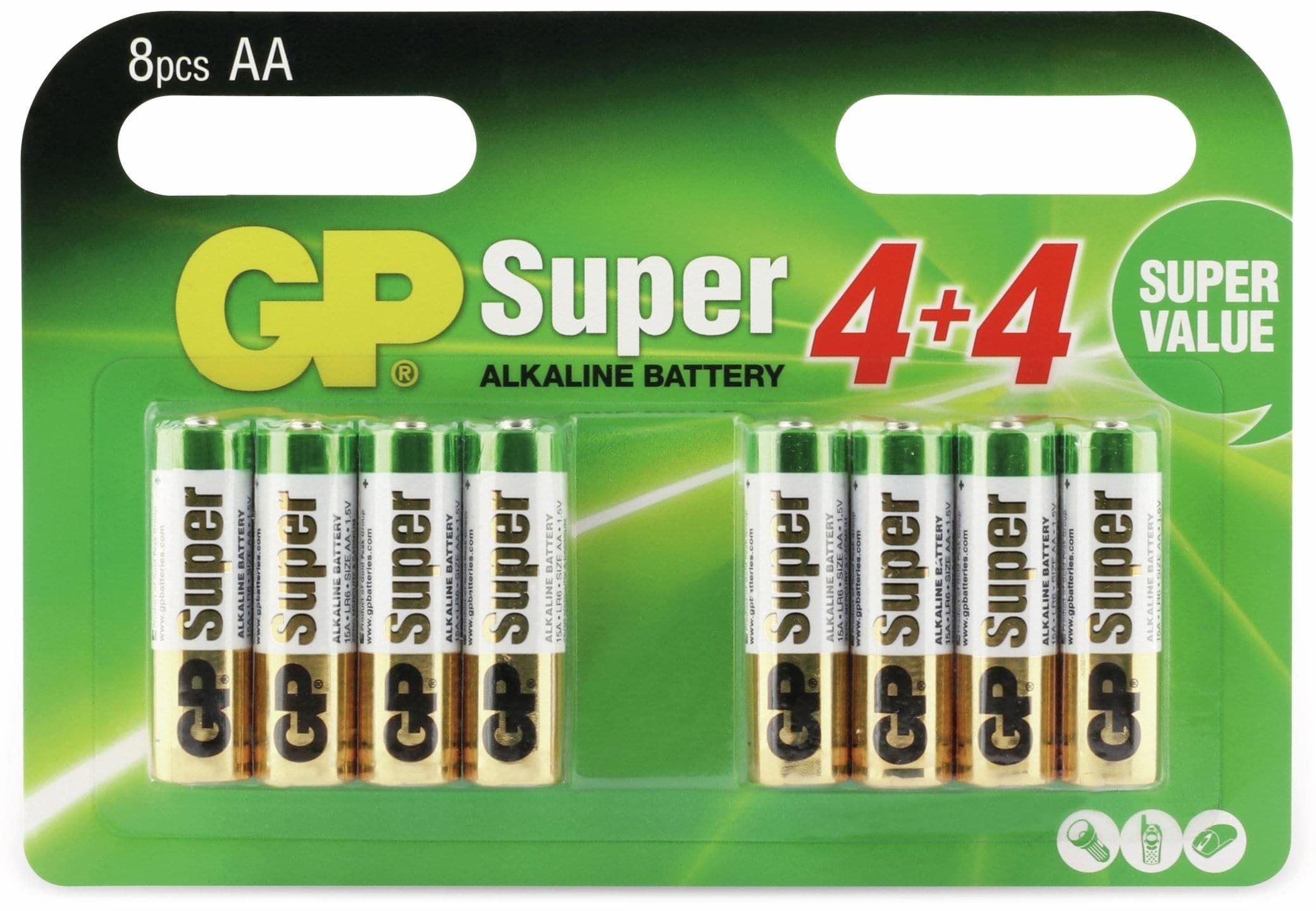 GP Mignon-Batterie-Set Batterien SUPER 8 Alkaline, Alkaline Stück