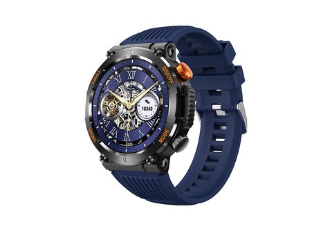 Smartwatch - SYNTEK Reloj inteligente con pulsómetro y tensiómetro Reloj  con brújula iluminada por LED, Silicona, Azul