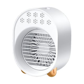 Ventilador nebulizador - SYNTEK Ventilador de aire acondicionado de sobremesa pequeño y práctico Ventilador USB, 3 niveles de velocidad velocidades, Blanco