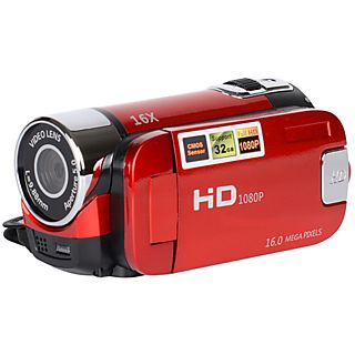 Videocámara  - Videocámara Digital HD 16 Megapíxeles 1080P Zoom Digital 16x Videocámara Profesional SYNTEK, rojo