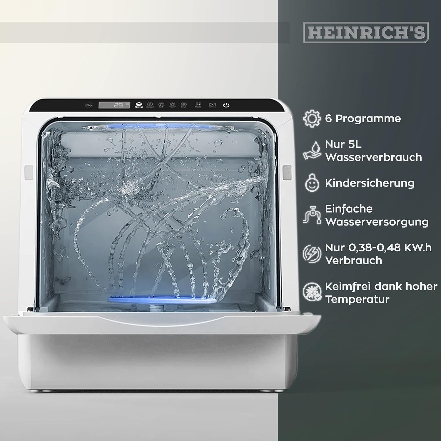 HEINRICHS HTG cm 43 F) breit, (freistehend, 8841 Tischgeschirrspüler