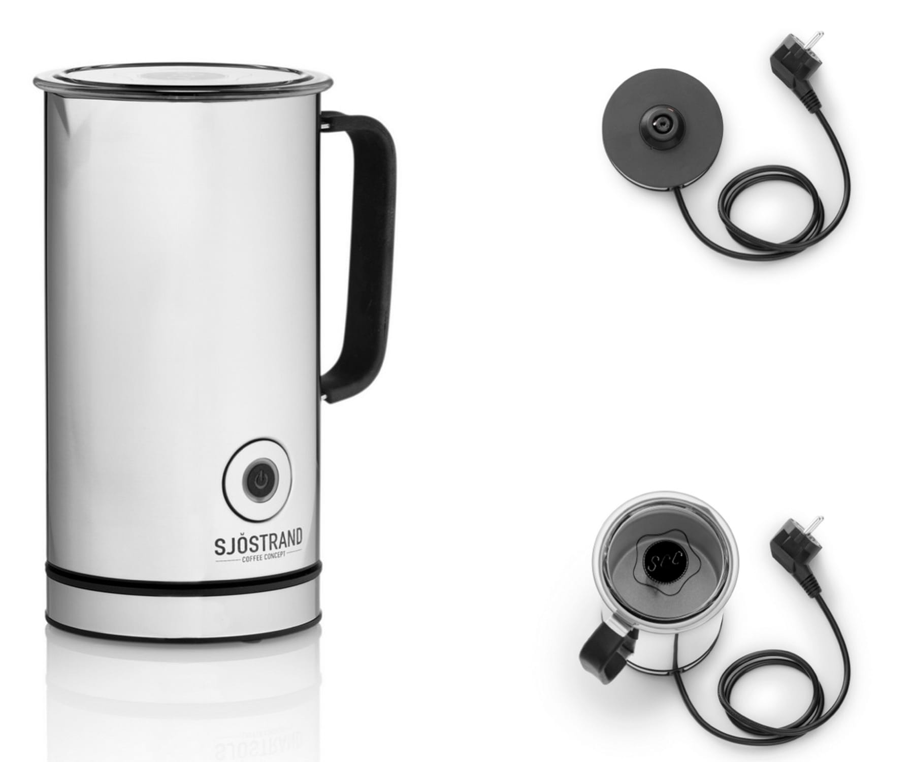 SJÖSTRAND Sjöstrand Edelstahl antihaftbeschichtet, elektrisch Silber, 5 automatisch Coffee Kaffeemaschine, Concept Volt Milchaufschäumer