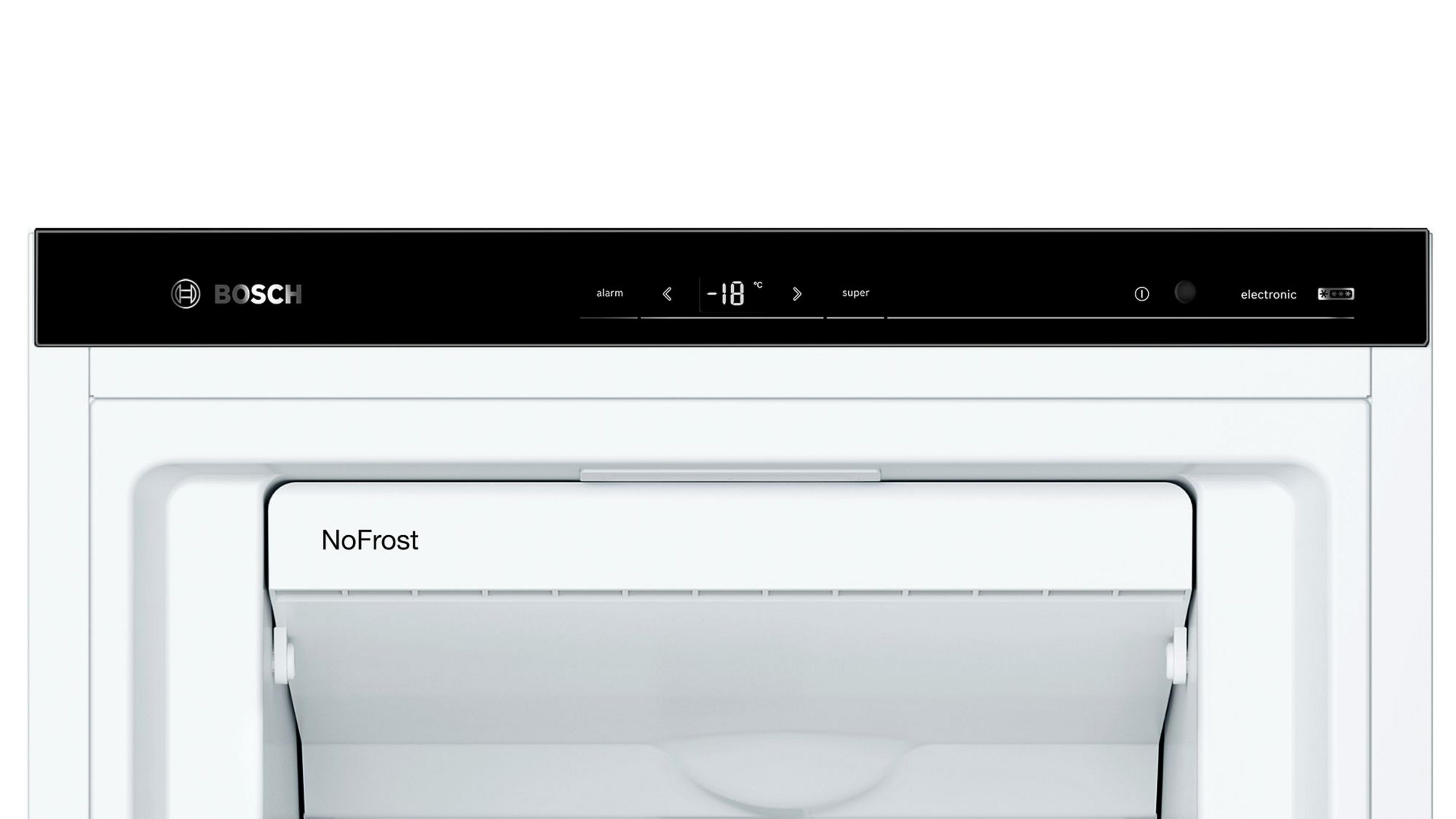 Kühlschrank-Bedienfeld mit Anzeige, zeigt eine Temperatur von -18 Grad.