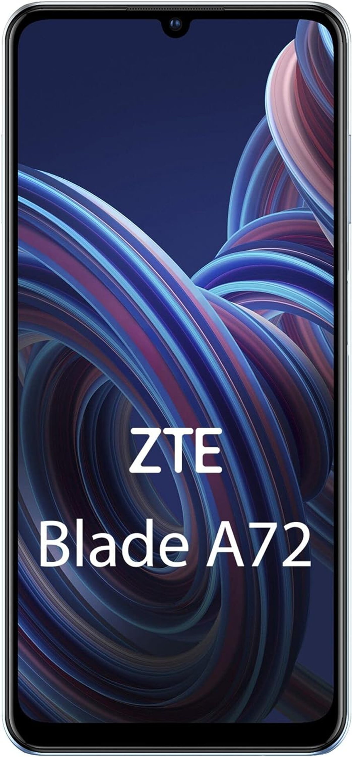 ZTE Blade A72 Smartphone mit buntem, abstraktem Hintergrund.