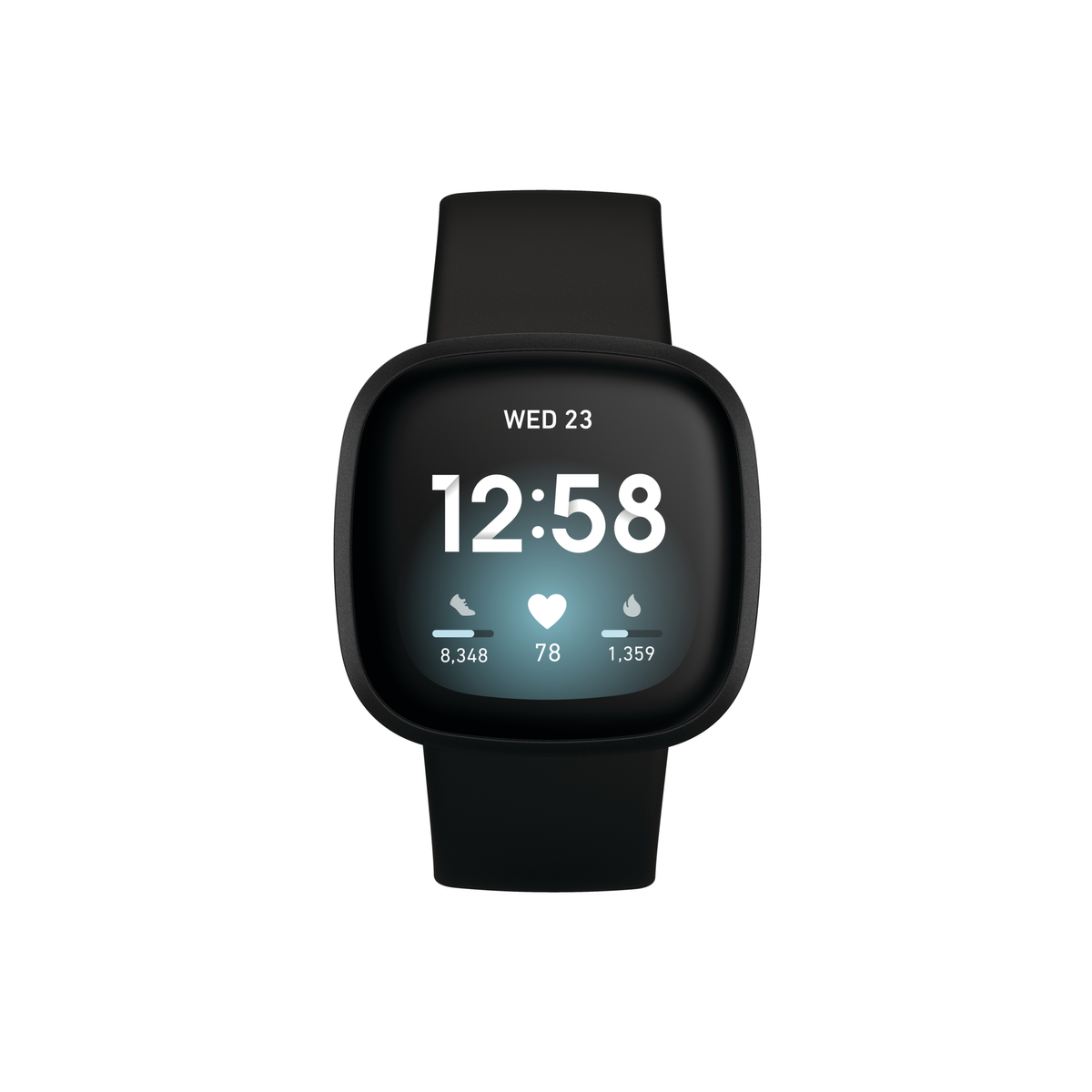 FITBIT Aluminium L, 3 Silikonarmband, Smartwatch S, schwarz Versa