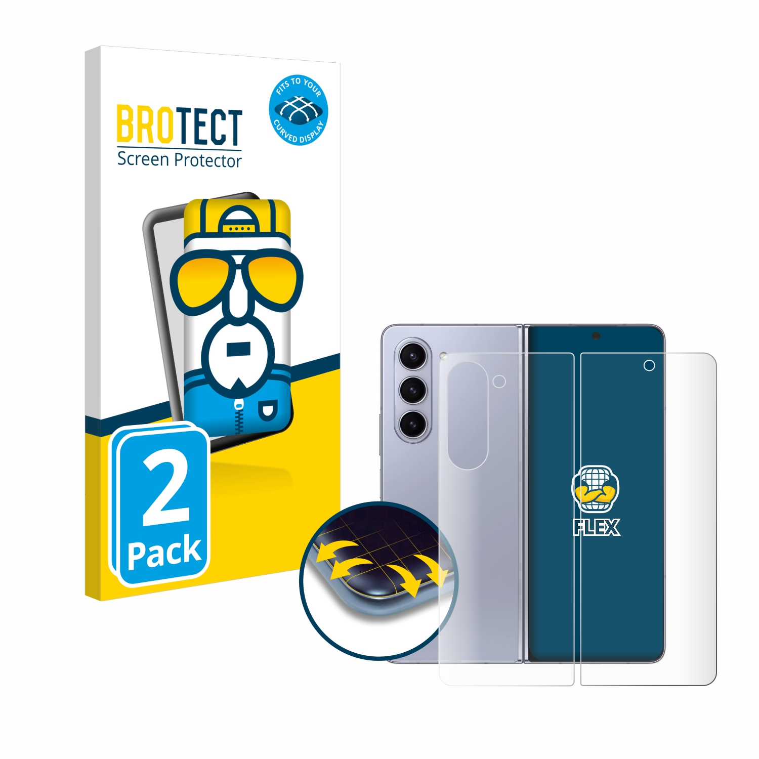 BROTECT 2x Fold Full-Cover Curved Galaxy Samsung Z Flex 5) Schutzfolie(für 3D