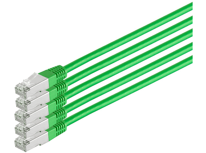 VE5 PIMF m KABELBUDE grün 0,25m, S/FTP Patchkabel 6 Patchkabel HF RJ45, cat 0,25