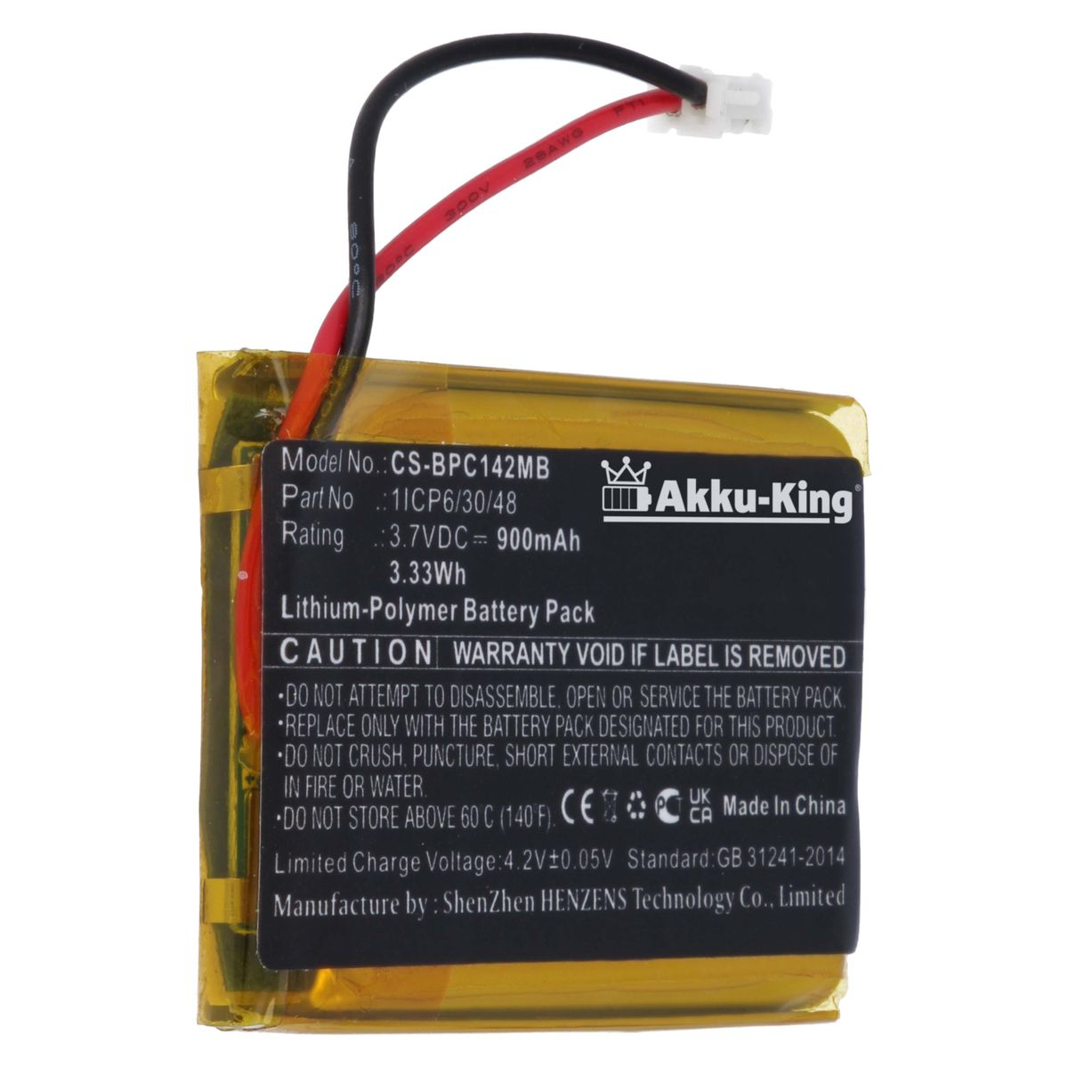 AKKU-KING Akku kompatibel mit 3.7 Volt, Li-Polymer Babymoov 900mAh 1ICP6/30/48 Geräte-Akku