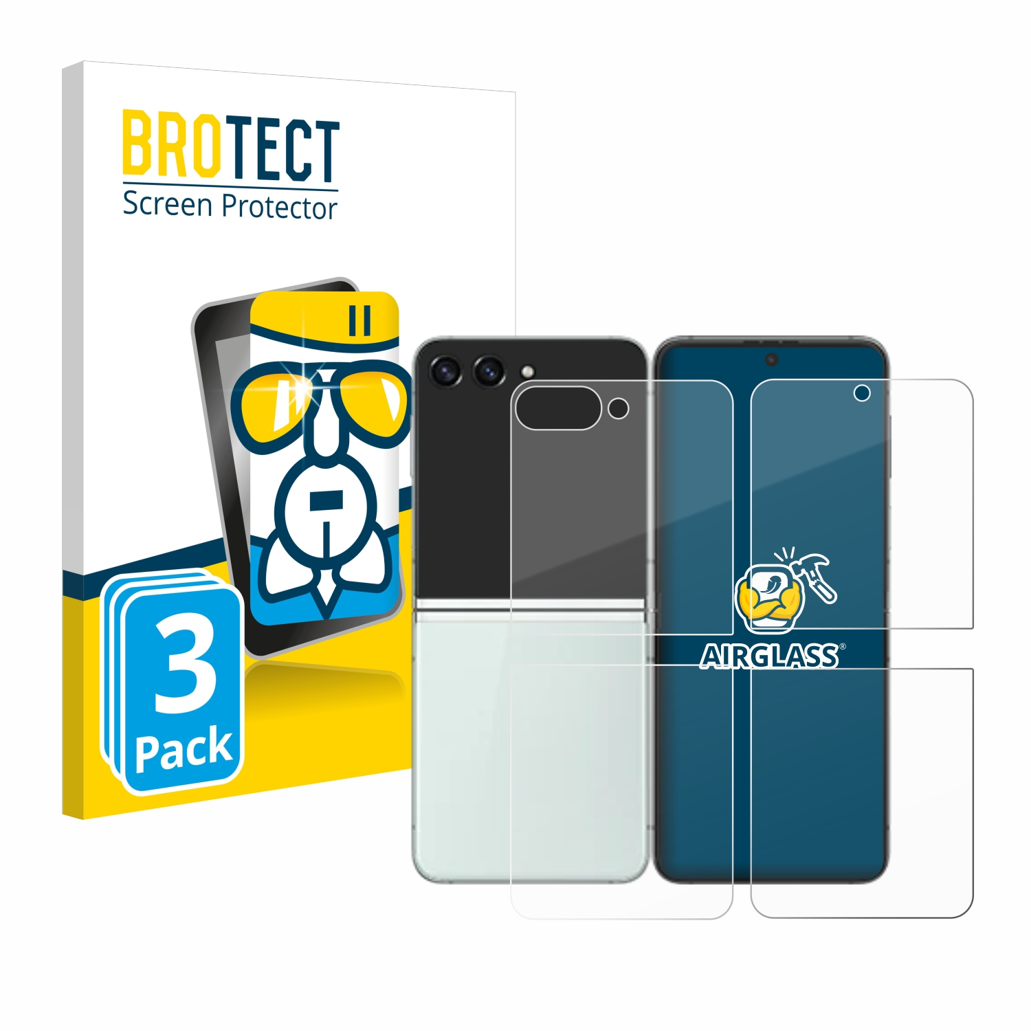 klare 5) BROTECT Airglass 3x Flip Schutzfolie(für Samsung Z Galaxy