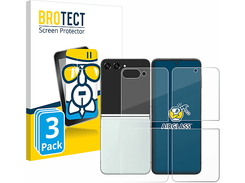 Schutzfolie(für Samsung BROTECT 5) Galaxy Z klare Airglass 3x Flip