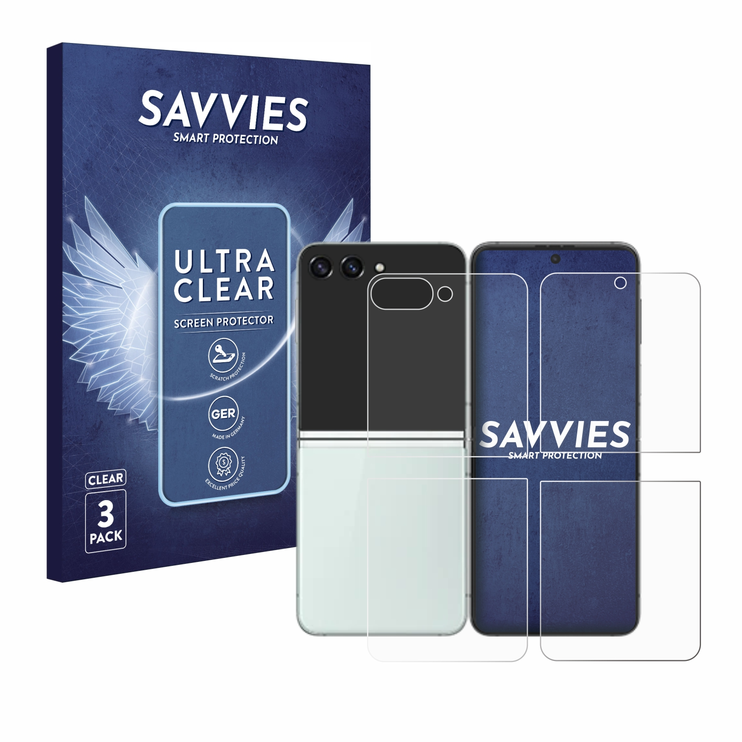 SAVVIES 6x klare Galaxy Schutzfolie(für Samsung Z Flip 5)