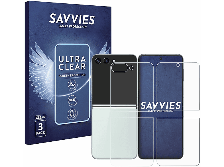 SAVVIES 6x klare Galaxy Schutzfolie(für Samsung Z Flip 5)