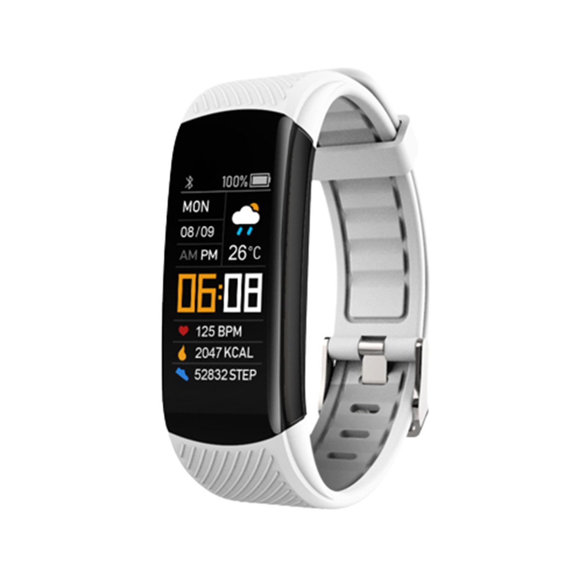 Reloj deportivo SYNTEK Pulsera Inteligente Ejercicio Frecuencia Cardíaca  Monitorización de Salud Pulsera Inteligente, Blanco, 0,96 - Main Image