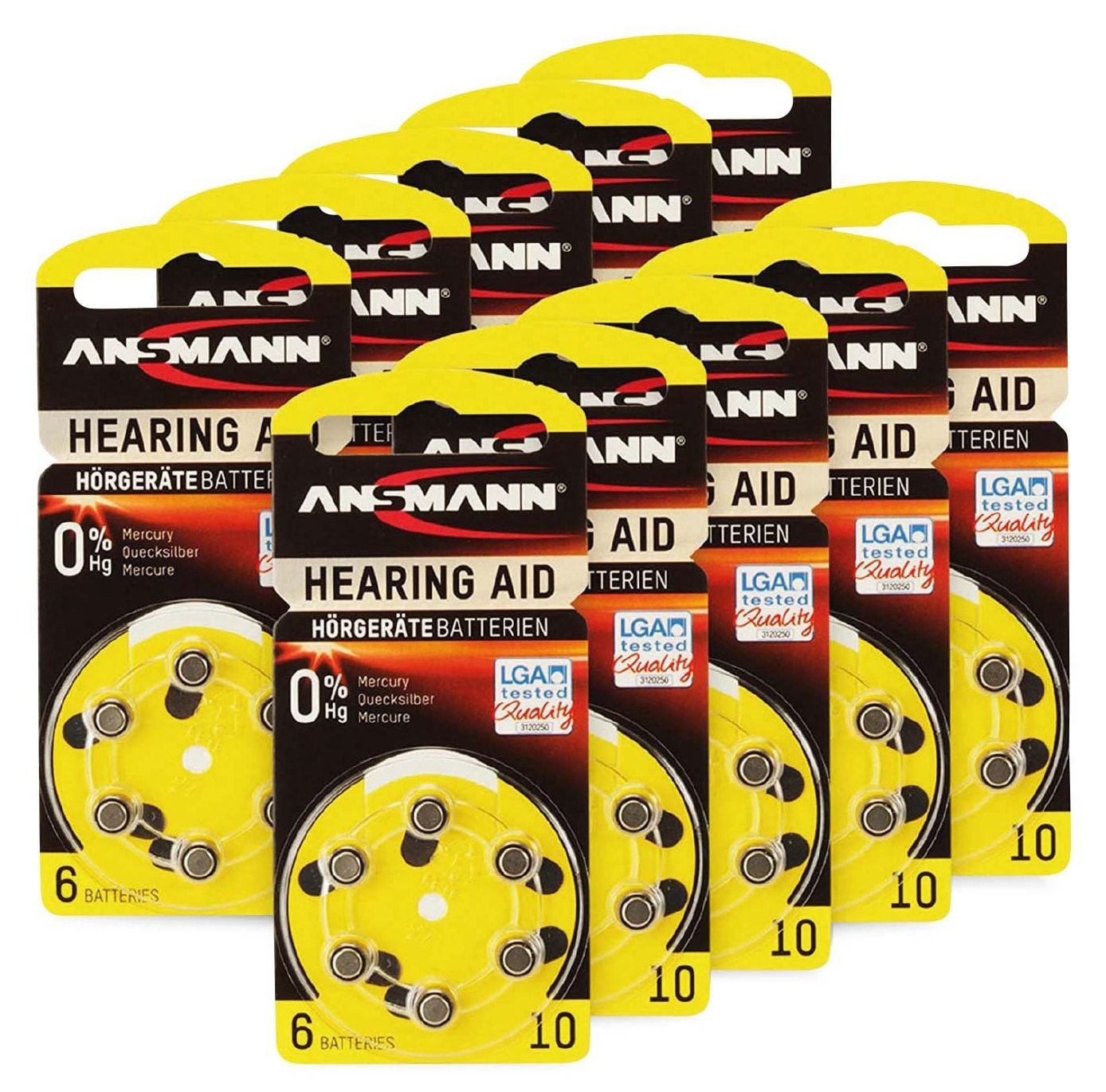 ANSMANN Hörgeräte-Batterie, HEARING AID, Stück Größe PR70, Zink-Luft 60 10, Hörgeräte-Batterie