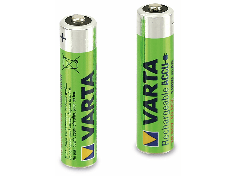 VARTA Akku Recharge Accu Power Micro AAA NiMH 1000mAh (2er Blister) NiMH Akku, NiMH, 1.2 Volt, 1 Ah