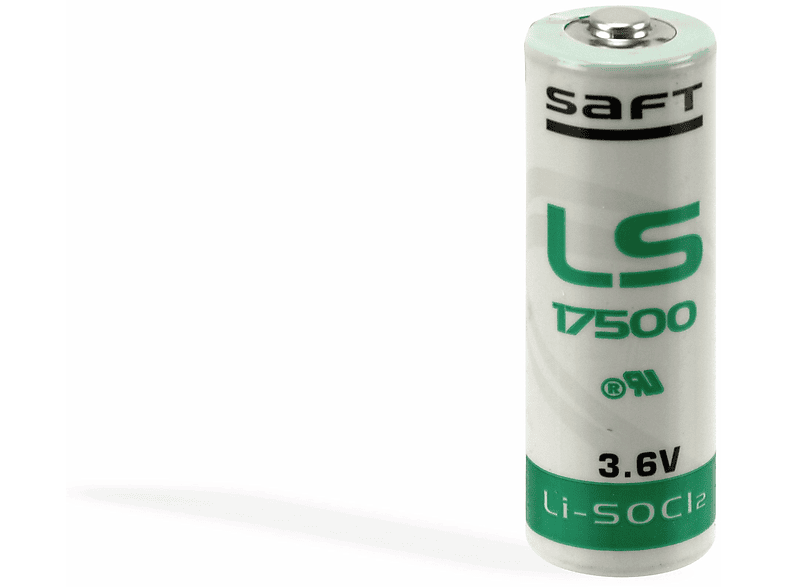 SAFT Lithium-Batterie A(Bobbin) 3,6V, Lithium-Thionylchlorid LS17500, (Li-SOCl2) Batterie 3,6Ah
