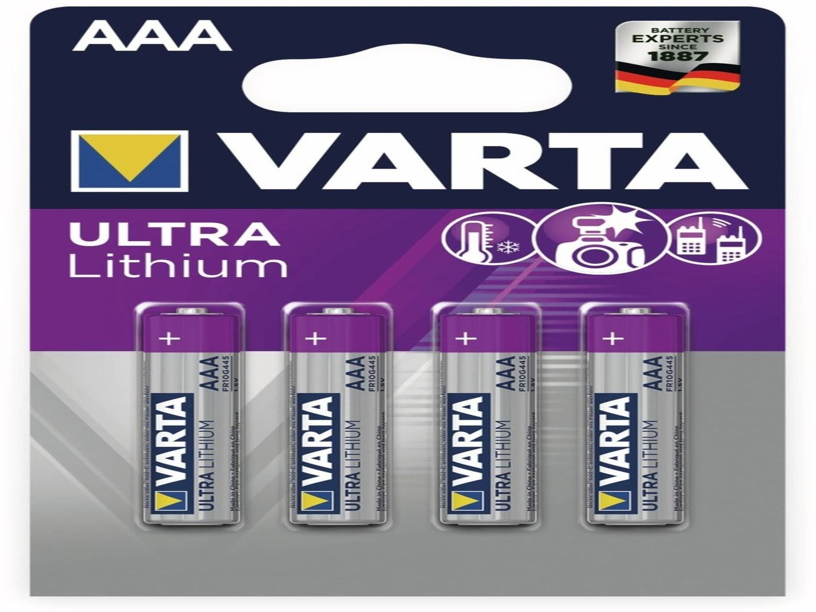 Ah VARTA Blister) Batterie Ultra Lithium, 1.5 AAA (4er Micro Mando L92 Volt, 1.1 Lithium Batterie, distancia