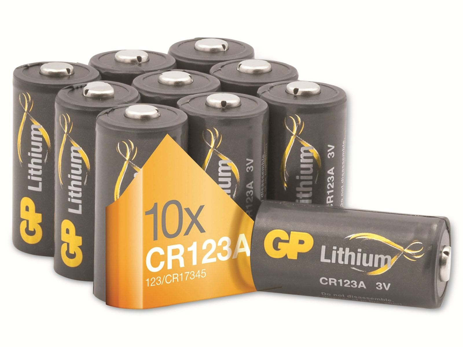 GP Lithium-Batterie 10 CR123A, Batterie Lithium 3V, Stück GP