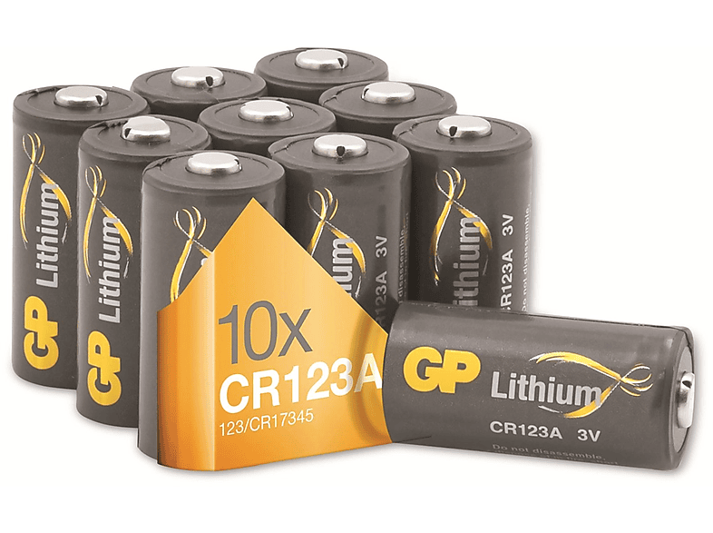 10 GP 3V, Batterie Stück CR123A, Lithium-Batterie GP Lithium