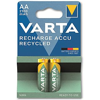 Pilas - VARTA Pila recargable Recycled AA 2100mAh Ready To Use (blíster 2 pilas)