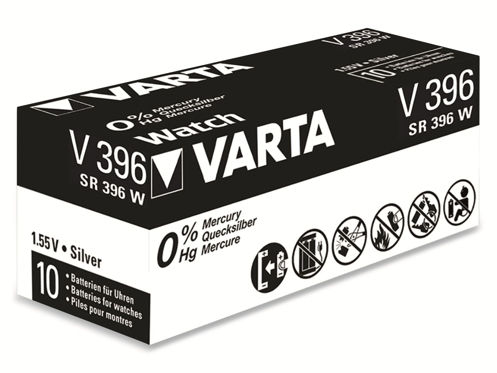 10 SR59, Stück Knopfzelle Silver 1.55V, VARTA 396 VARTA Silberoxid Knopfzelle Oxide,