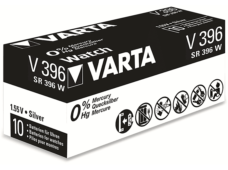 VARTA VARTA Knopfzelle Silver Oxide, 396 SR59,  1.55V, 10 Stück Silberoxid Knopfzelle