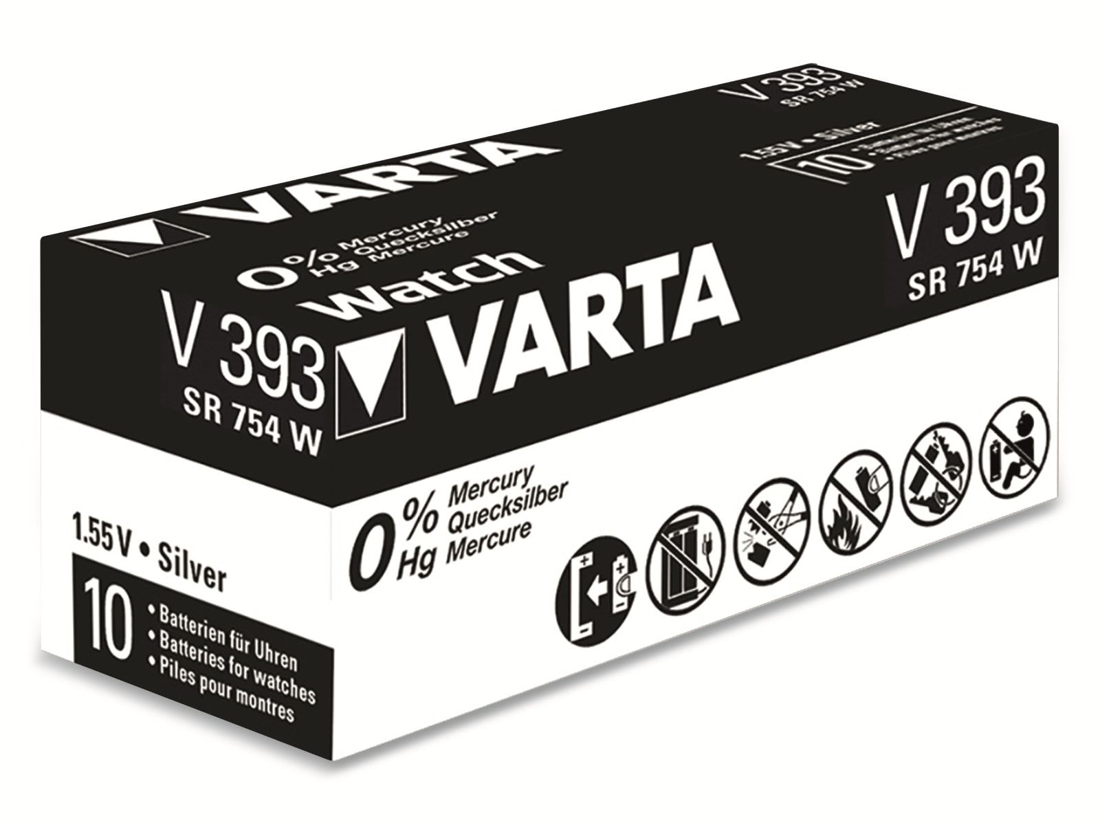 VARTA Knopfzelle Oxide, Knopfzelle 393 Silver 10 SR48, 1.55V, Stück Silberoxid