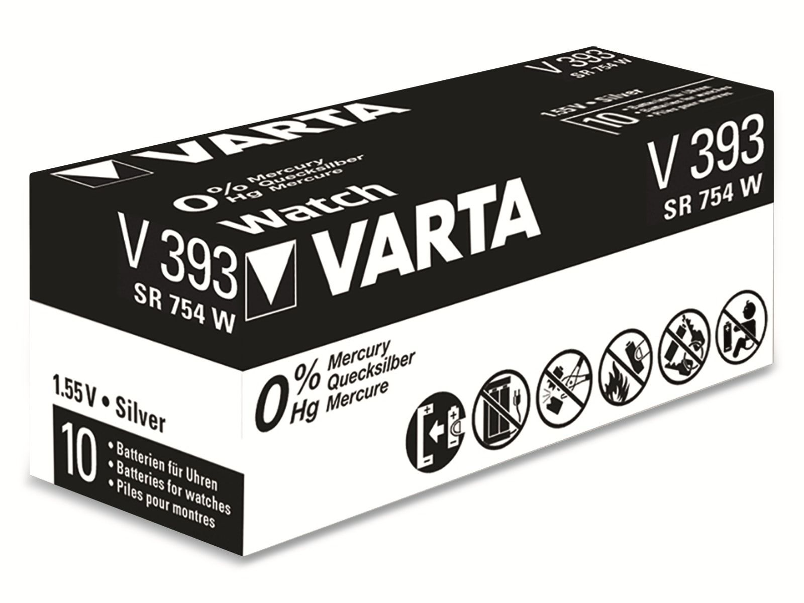 VARTA Knopfzelle SR48, Knopfzelle 10 Oxide, 1.55V, 393 Silberoxid Stück Silver