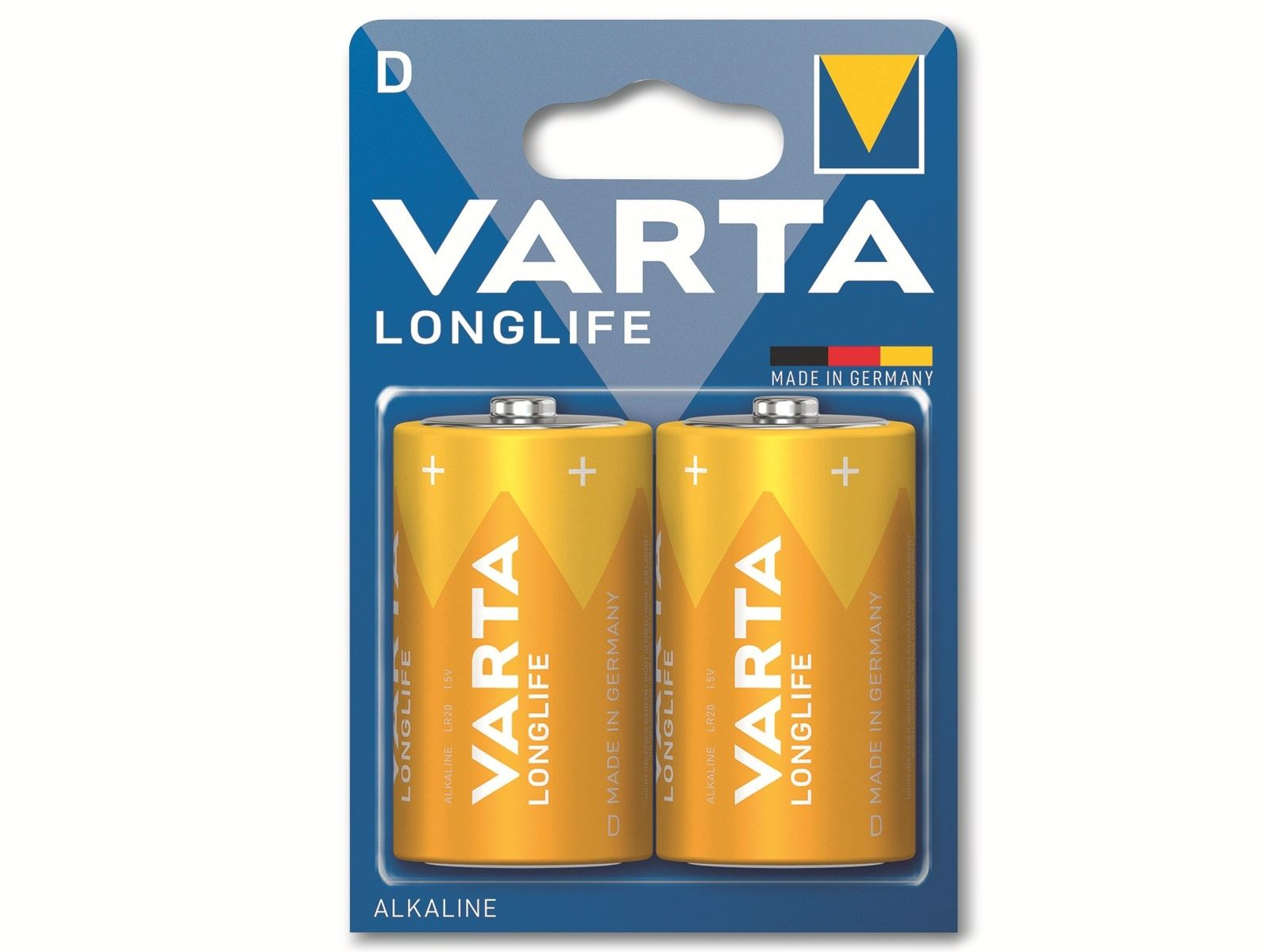 VARTA Longlife Mono Mando Batterie Ah 1.5 LR20 15.8 4120 (2er Volt, Batterie, D Distancia Blister) AlMn