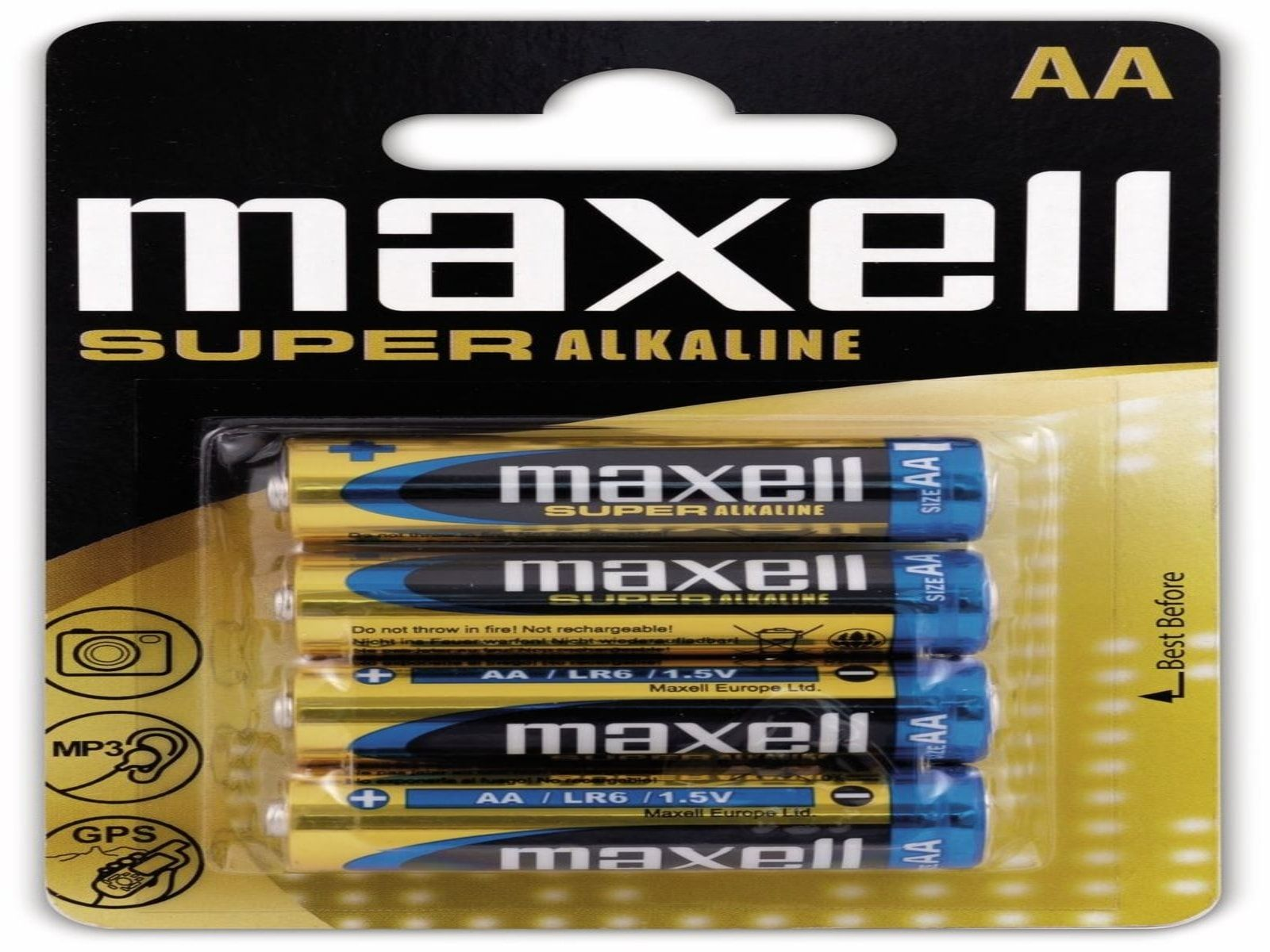 Stück 4 LR6, AA, MAXELL Alkaline, Alkaline Super Mignon-Batterie Batterie