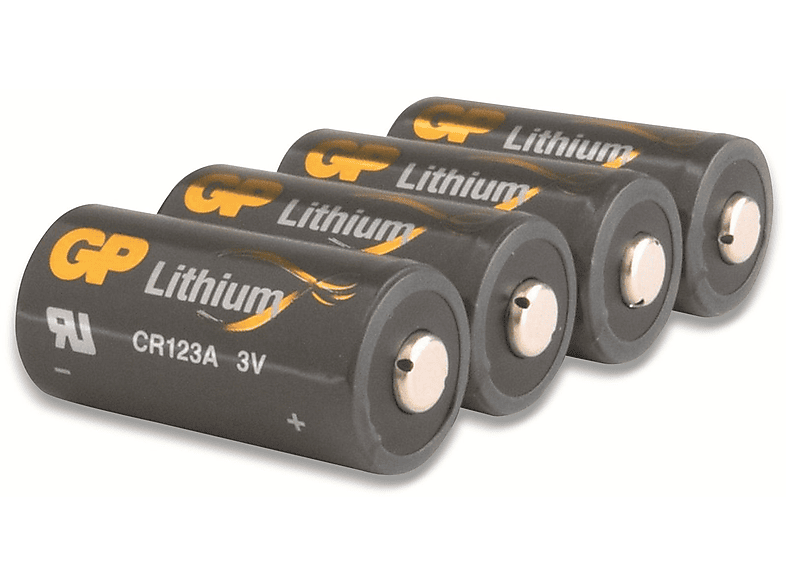 GP GP Lithium-Batterie CR123A, 4 Stück Lithium-Eisensulfid (Li-FeS2) Batterie