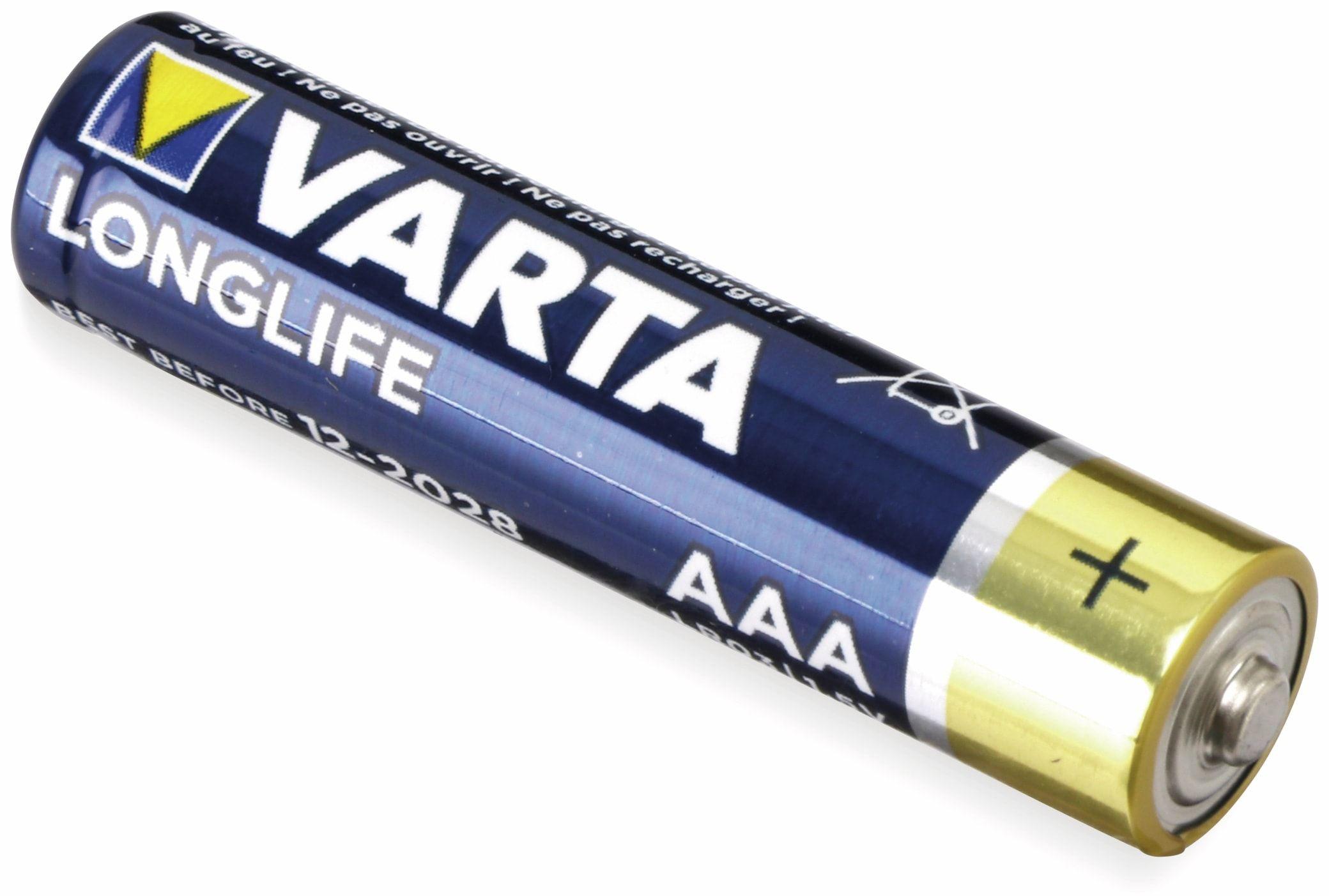 VARTA Longlife Micro AAA AlMn, 4103 Volt, 1.2 Ah (8er Batterie, 1.5 Batterie AlMn Folie)