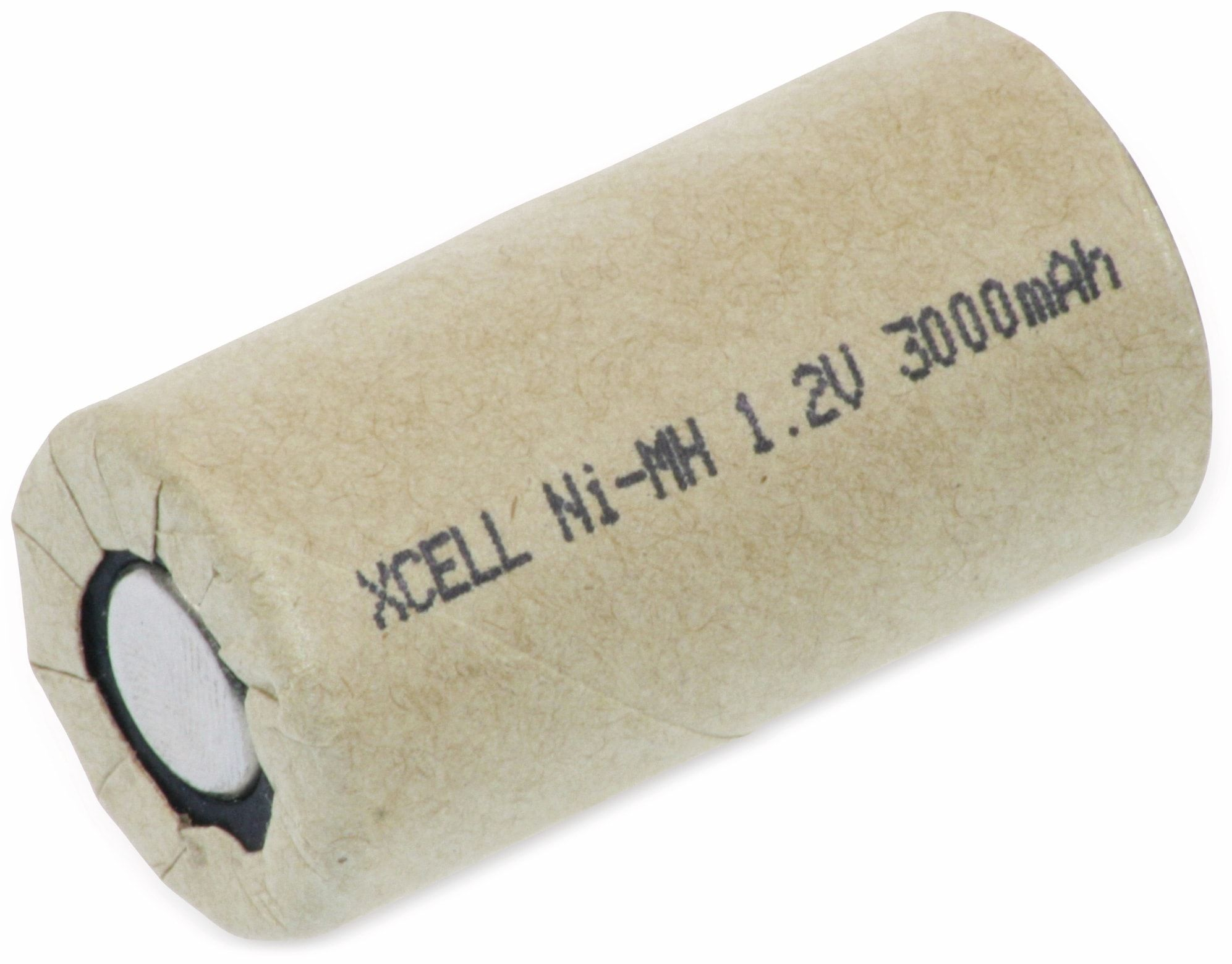 XCELL NiMH-Sub-C-Zelle-Akku Pappmantel, mm Nickel-Metallhydrid 1,2V-/3000mAh, Akku 43x22,5
