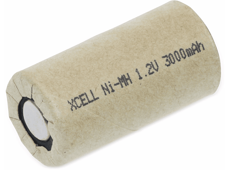 XCELL NiMHSubCZelleAkku Pappmantel, 1,2V/3000mAh, 43x22,5 mm NickelMetallhydrid Akku, 3000